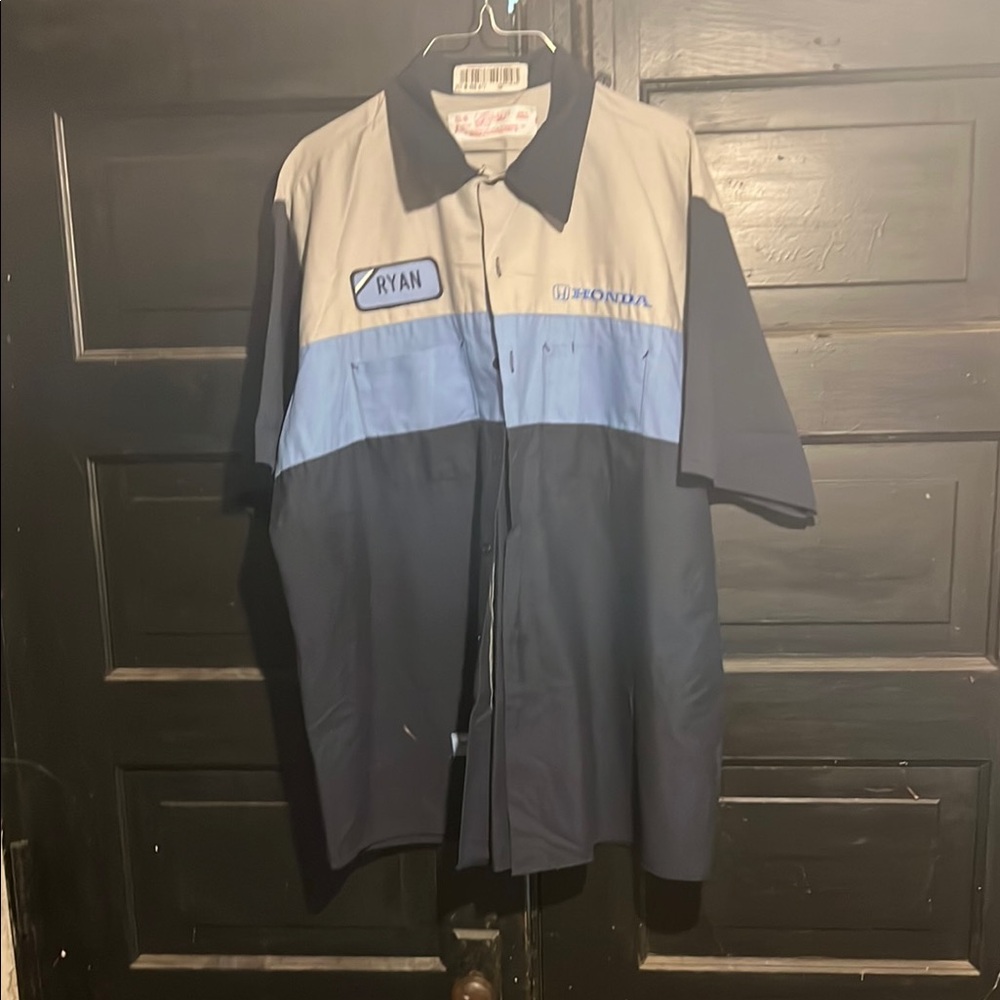 Men's Casual Button Down Shirt - Blue and Gray